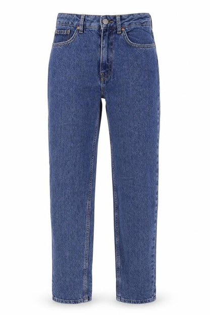 Front view of Denim & Co. women’s blue straight jeans, size UK 6, 28-inch leg