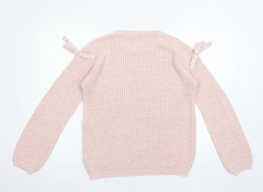 Womens UK Size M Papaya Pink Pullover Jumper