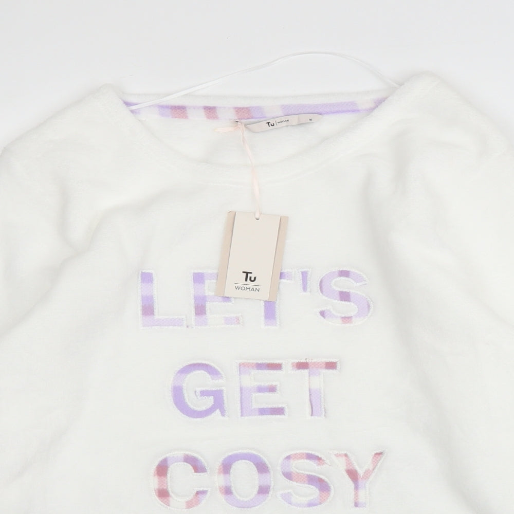 TU Womens White   Pullover Jumper Size 10  - PJ top