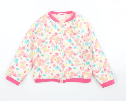 F&F Girls Pink Floral  Bomber Jacket Coat Size 18 Months