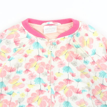 F&F Girls Pink Floral  Bomber Jacket Coat Size 18 Months