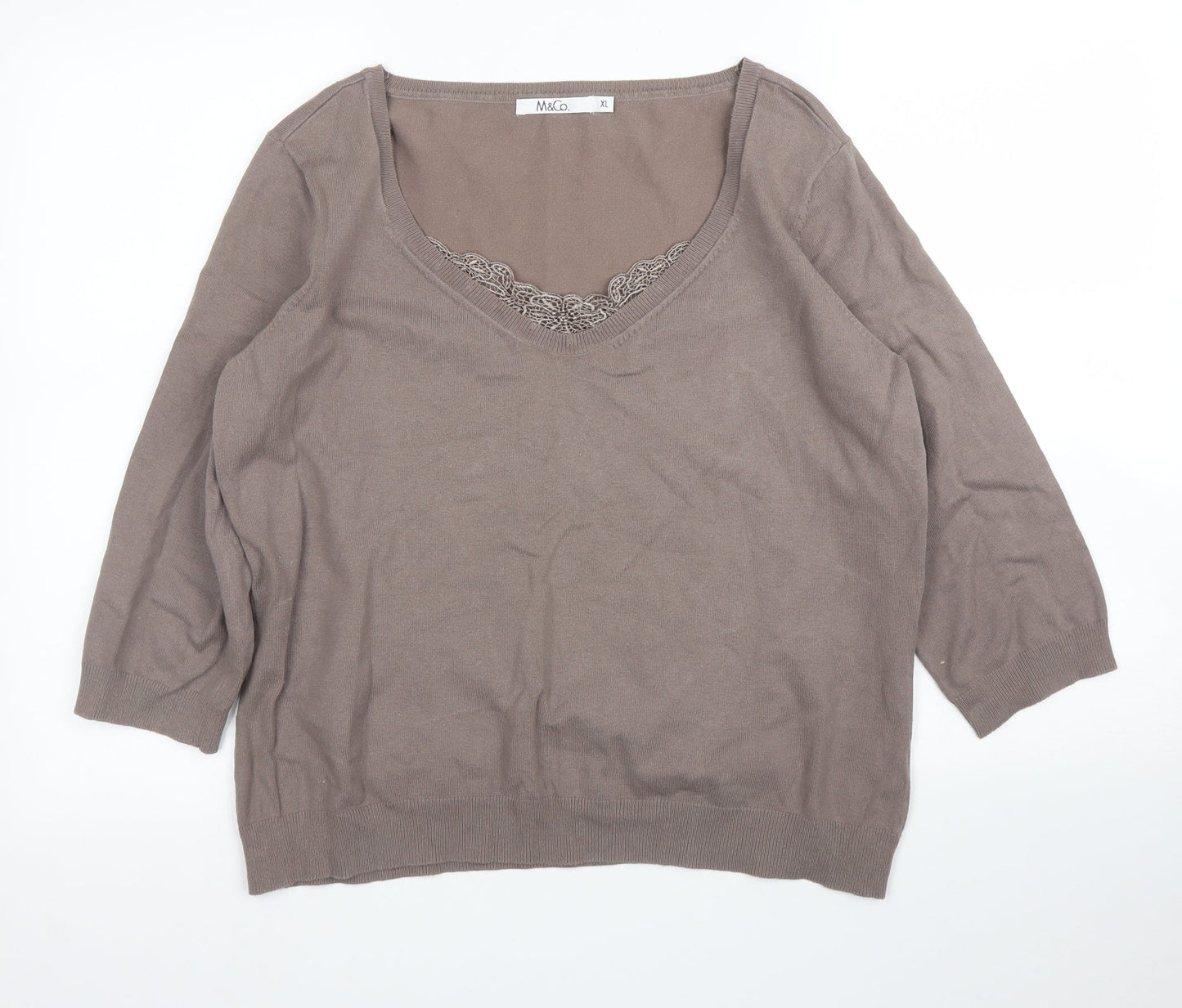 Womens UK Size XL M&Co Brown Pullover Jumper