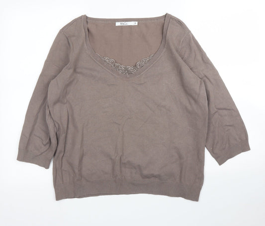 Womens UK Size XL M&Co Brown Pullover Jumper