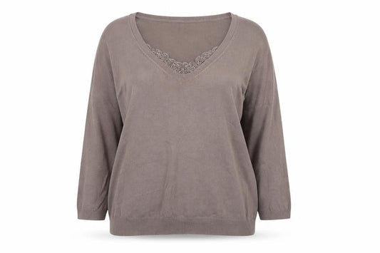 Front view of M&Co women’s brown jumper, size XL