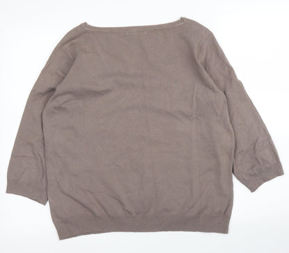Womens UK Size XL M&Co Brown Pullover Jumper