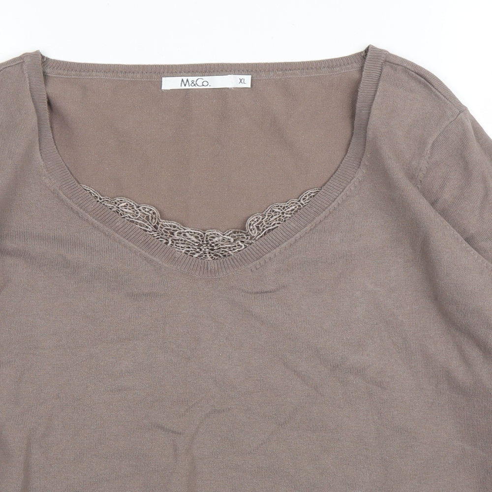 Womens UK Size XL M&Co Brown Pullover Jumper