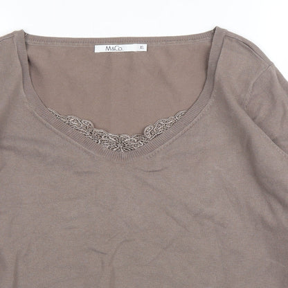 Womens UK Size XL M&Co Brown Pullover Jumper