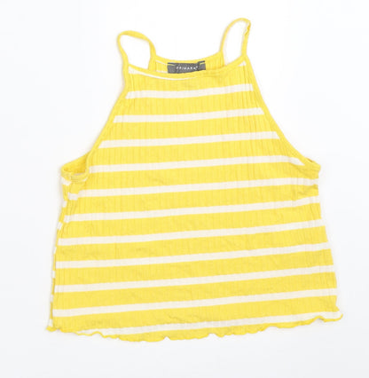 Primark Womens Yellow Striped  Cropped Tank Size 10