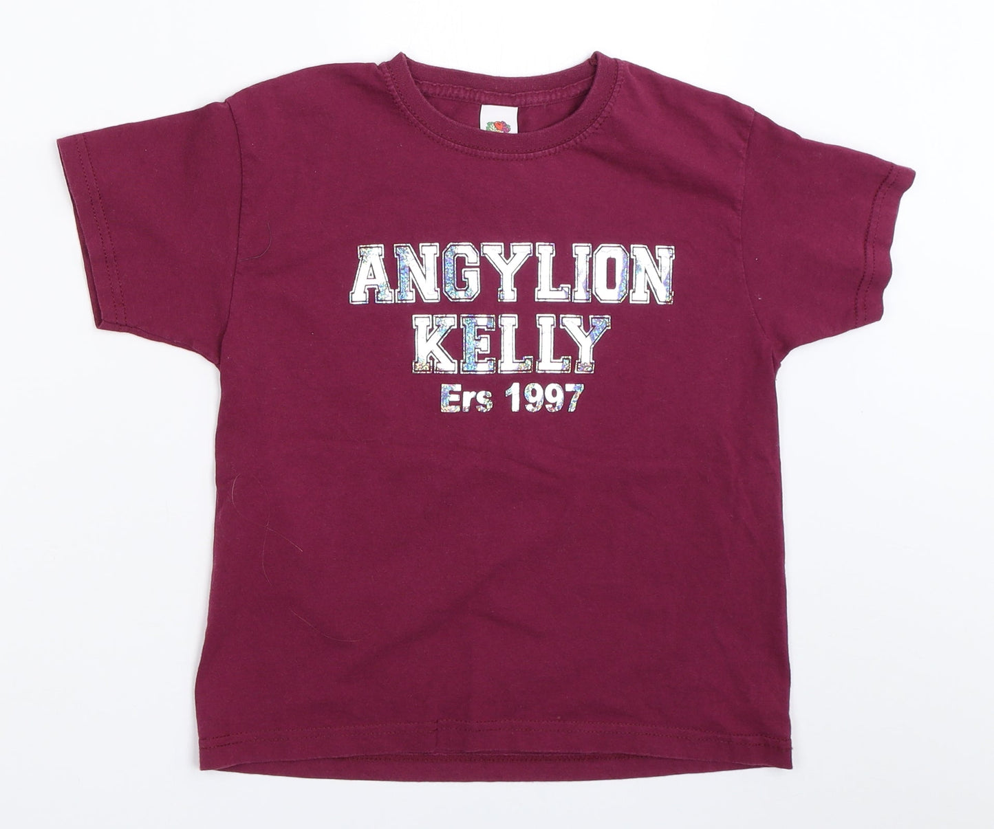 Fruit of the Loom Girls Purple   Basic T-Shirt Size 5-6 Years