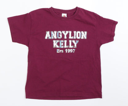Fruit of the Loom Girls Purple   Basic T-Shirt Size 5-6 Years