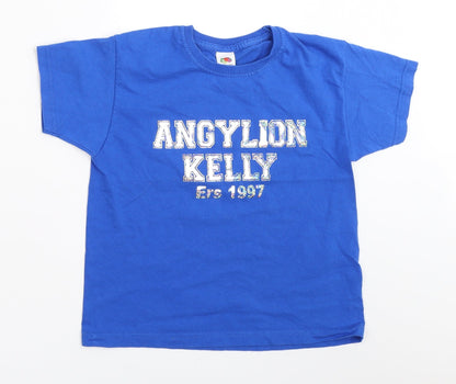 Fruit of the Loom Girls Blue   Basic T-Shirt Size 5-6 Years