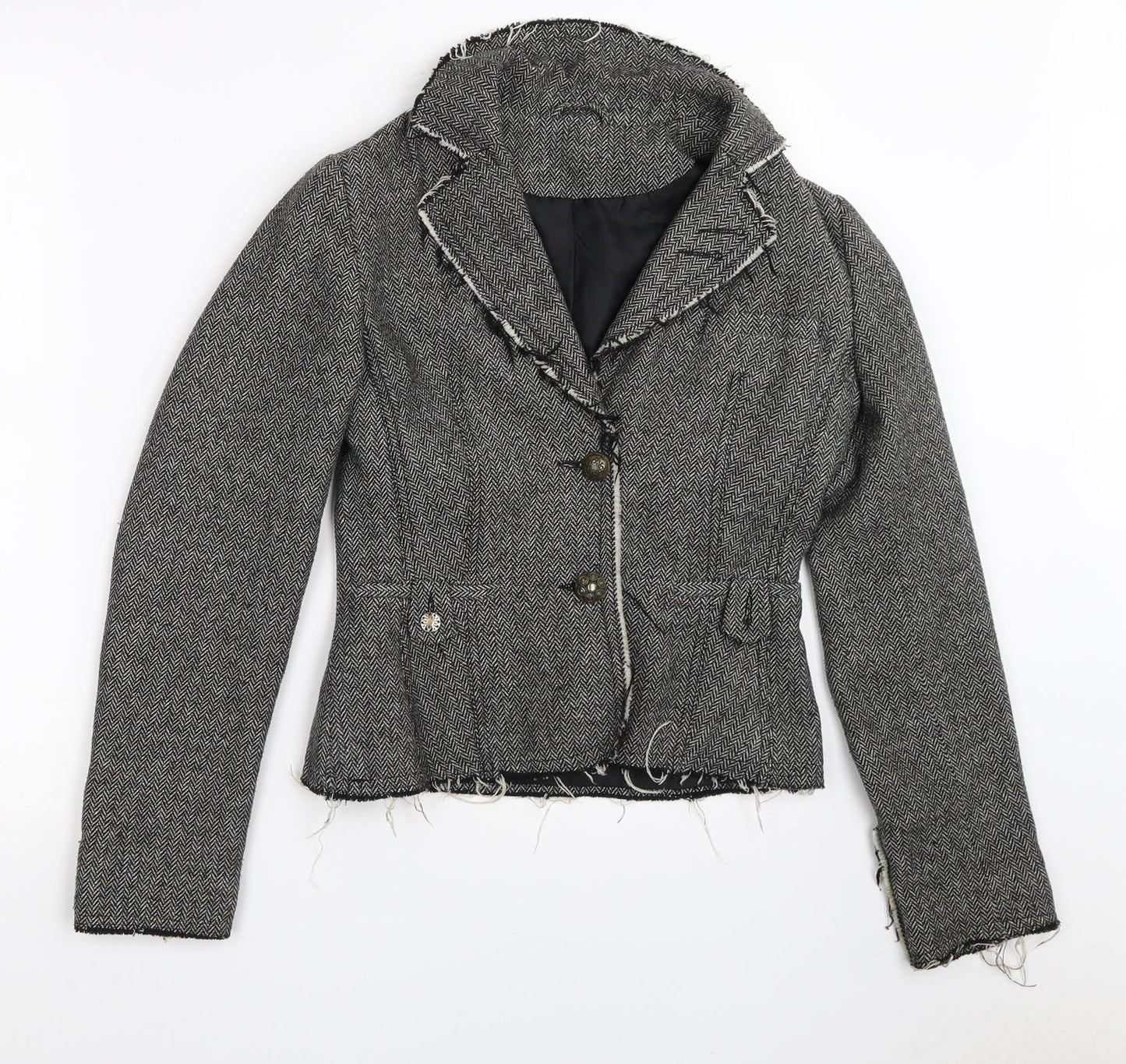 Womens UK Size 10 New Look Grey Overcoat