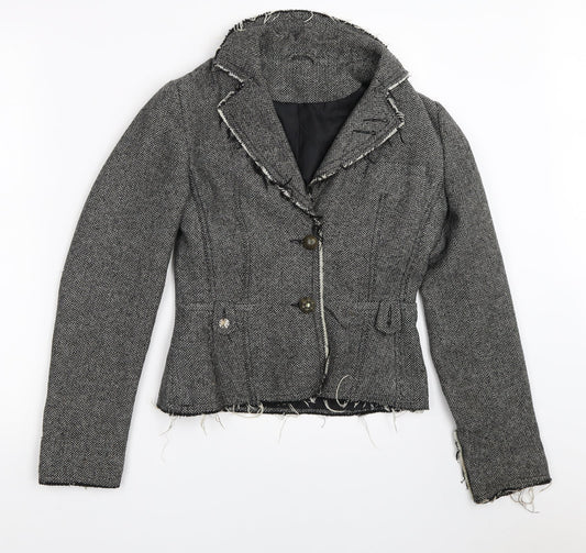Womens UK Size 10 New Look Grey Overcoat