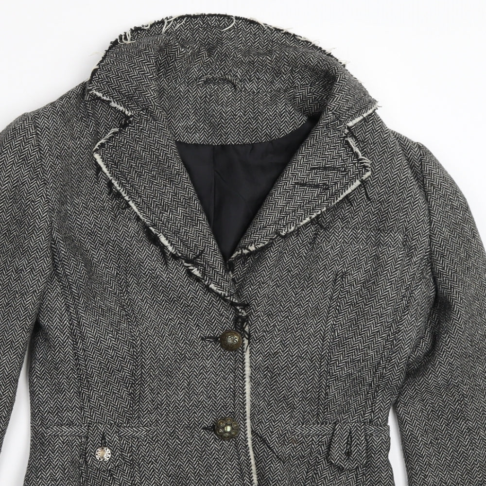 Womens UK Size 10 New Look Grey Overcoat