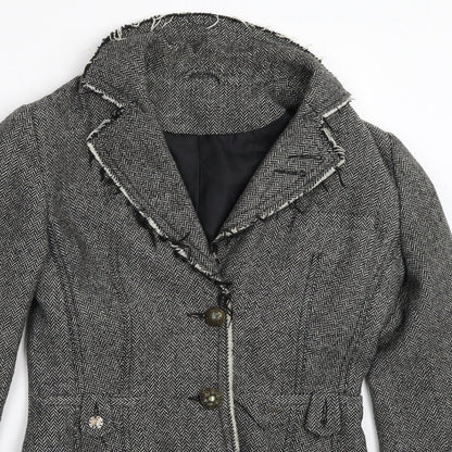 Womens UK Size 10 New Look Grey Overcoat