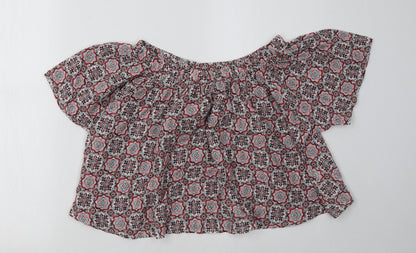 Select Womens Pink Geometric  Basic Blouse Size 6