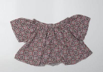 Select Womens Pink Geometric  Basic Blouse Size 6