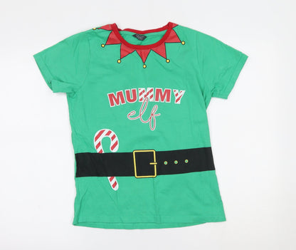 Avenue Womens Green   Basic T-Shirt Size 10  - christmas