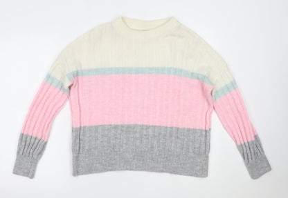 Womens UK Size S Papaya Multicoloured Pullover Jumper
