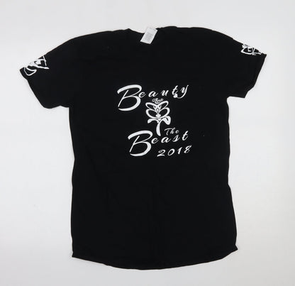 Womens UK Size M Gildan Black Basic T-Shirt