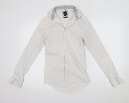 River Island Mens White    Button-Up Size S