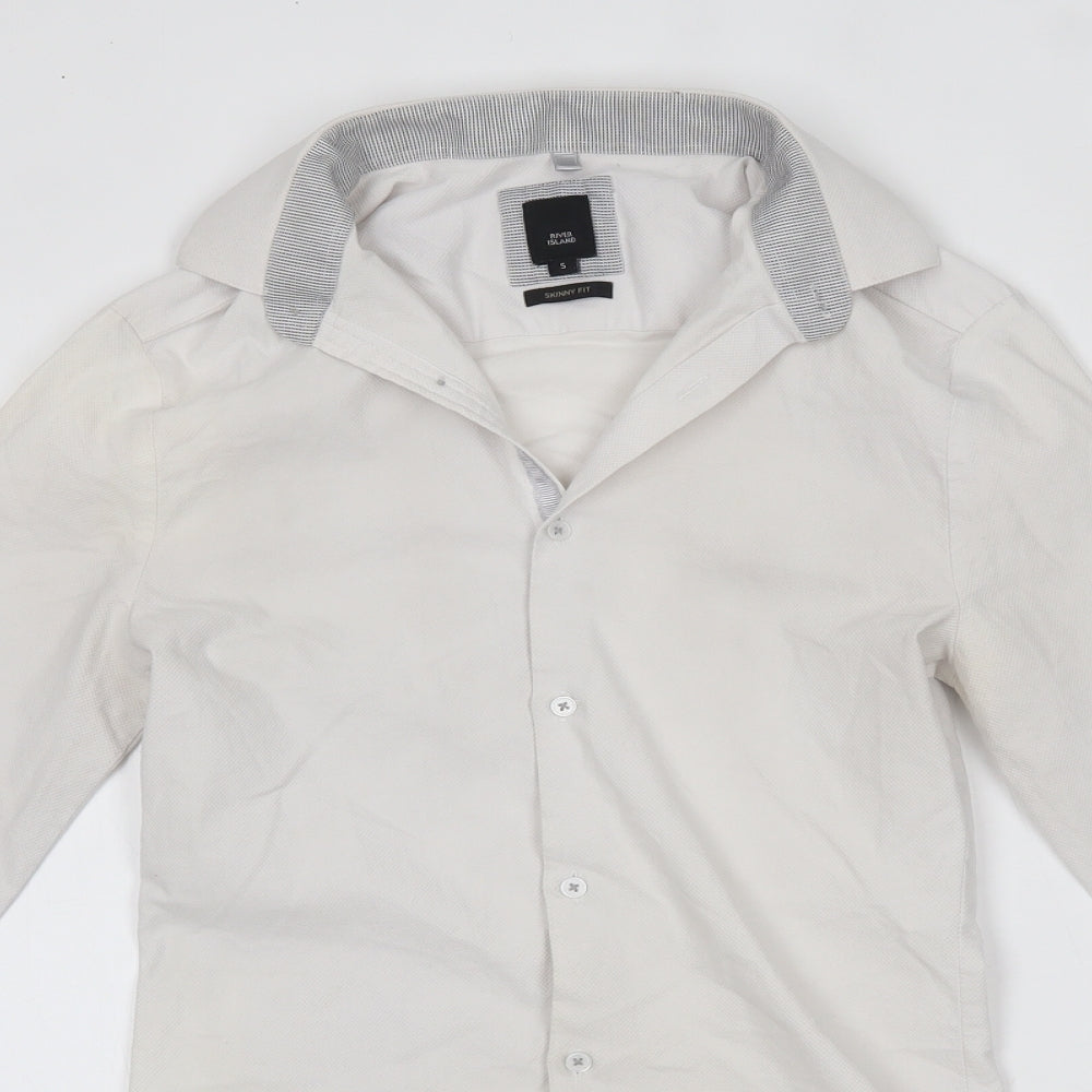 River Island Mens White    Button-Up Size S