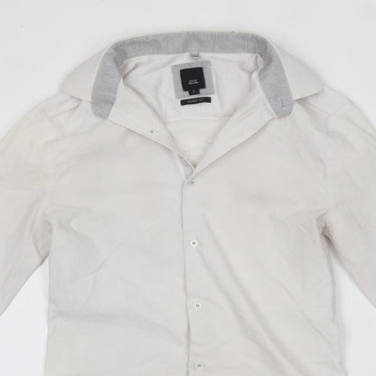 River Island Mens White    Button-Up Size S