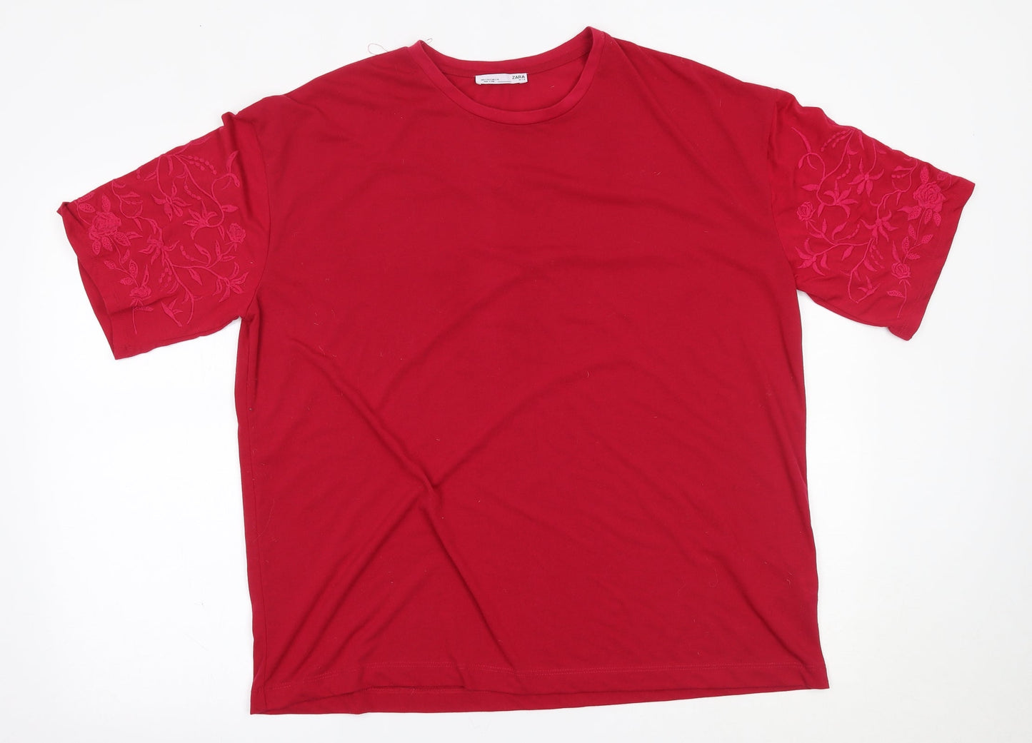 Womens UK Size S Zara Pink Basic T-Shirt