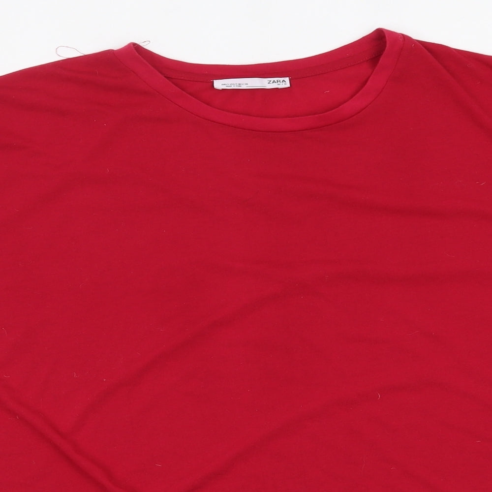 Womens UK Size S Zara Pink Basic T-Shirt