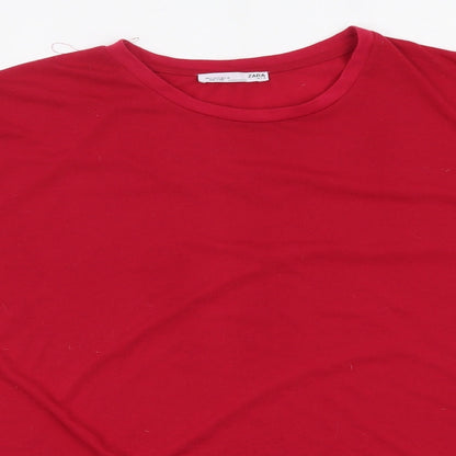 Womens UK Size S Zara Pink Basic T-Shirt