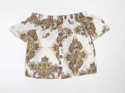 F&F Womens White Paisley  Basic Blouse Size 12