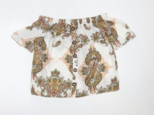 F&F Womens White Paisley  Basic Blouse Size 12