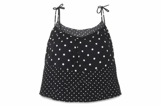 Front view of Pimkie women’s black polka dot basic blouse, size UK 10