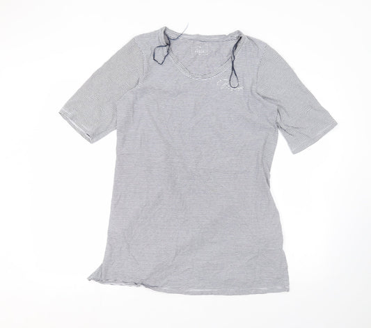 Matalan Womens White Striped  Basic T-Shirt Size M