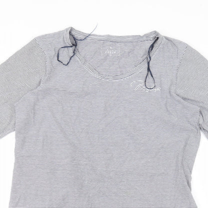 Matalan Womens White Striped  Basic T-Shirt Size M