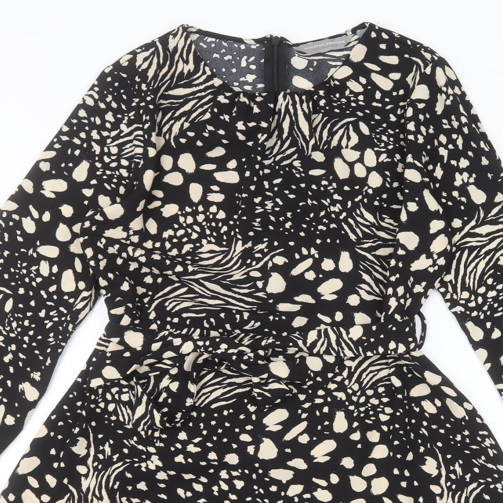 Dorothy Perkins Womens Black Animal Print  A-Line  Size 10