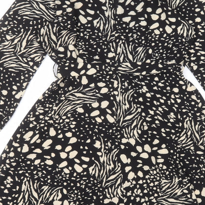 Dorothy Perkins Womens Black Animal Print  A-Line  Size 10