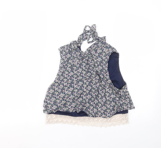 FOREVER 21 Womens Blue Floral  Basic Blouse Size M