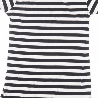 Primark Womens White Striped  T-Shirt Dress  Size 4  - Loony Tunes