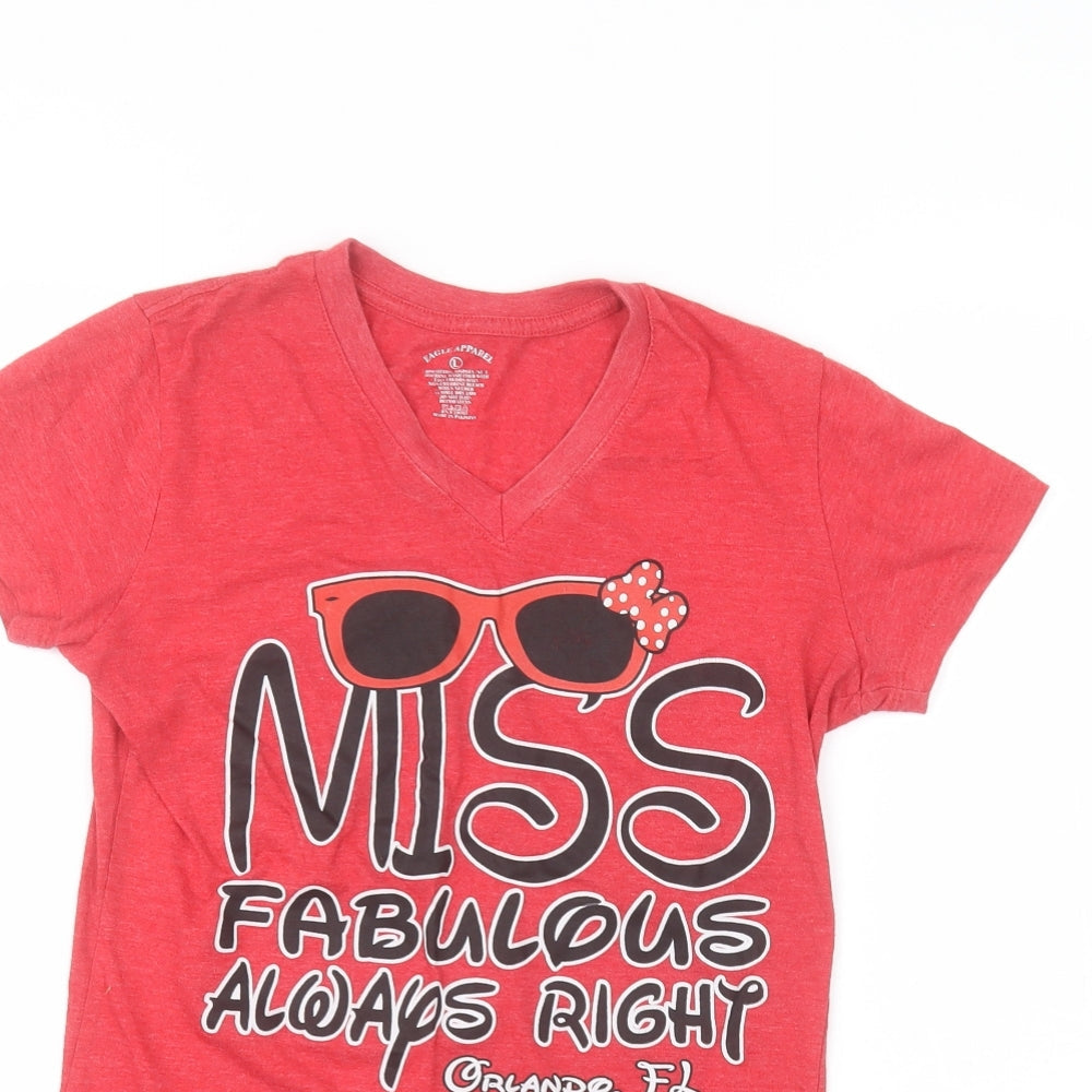 eagle apparel Girls Red   Basic T-Shirt Size L