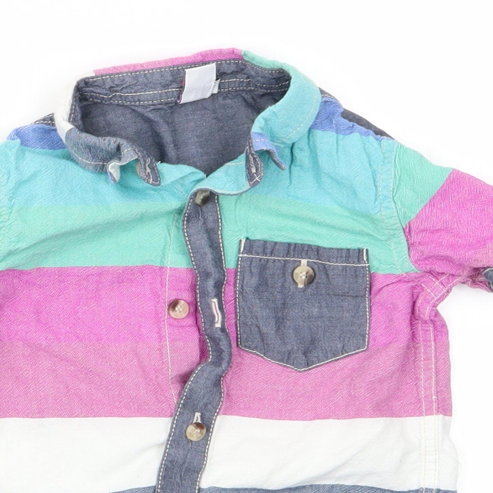 Mini Club Boys Pink Striped  Basic Button-Up Size 3-4 Years  - Pink Green Blue Ivory Stripes
