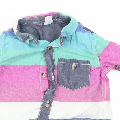 Mini Club Boys Pink Striped  Basic Button-Up Size 3-4 Years  - Pink Green Blue Ivory Stripes