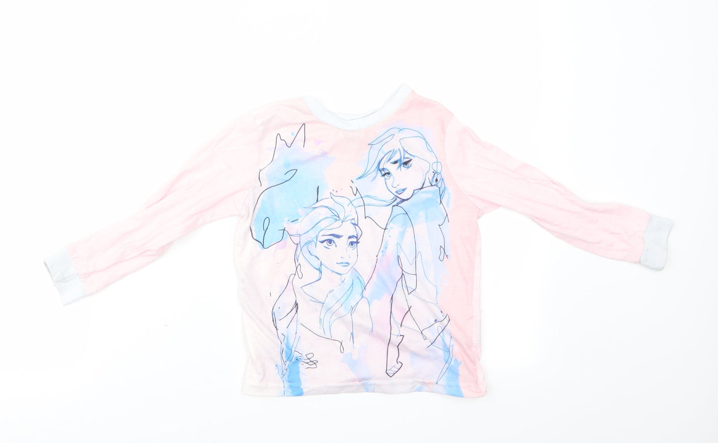 Disney Girls Pink Solid   Pyjama Top Size 5-6 Years  - Frozen II Anna & Elsa