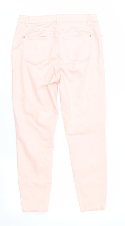 Womens UK Size 12 Denim Regular Fit  Pink Trousers