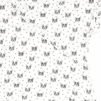 New Look Womens Ivory Animal Print   Pyjama Top Size 12  - Dog's face print