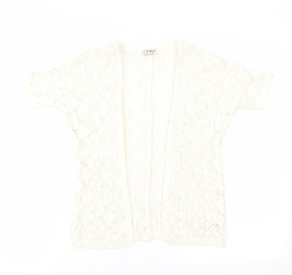 NEXT Girls Ivory Geometric  Cardigan Jumper Size 3-4 Years  - Longline Cardigan