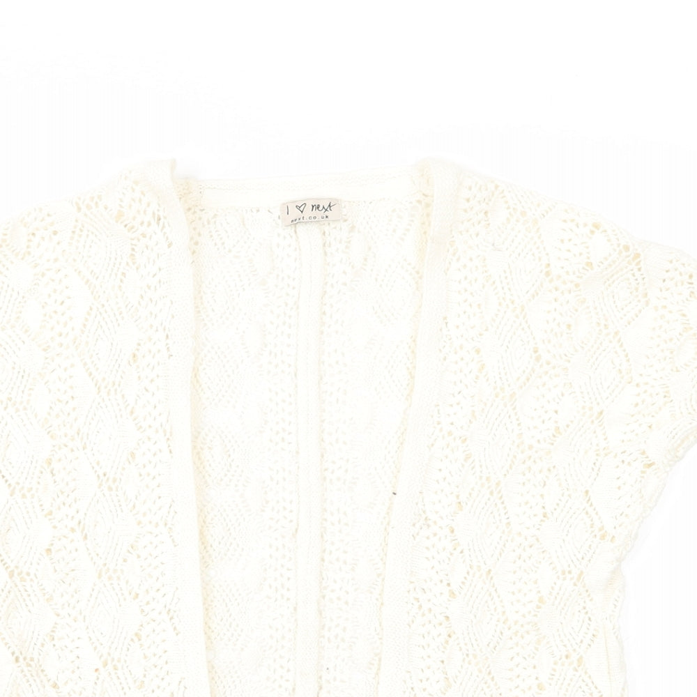 NEXT Girls Ivory Geometric  Cardigan Jumper Size 3-4 Years  - Longline Cardigan