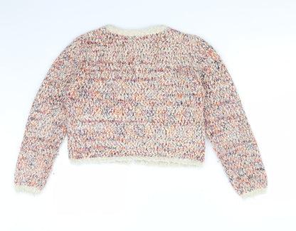 Womens UK Size M Papaya Multicoloured Cardigan Jumper