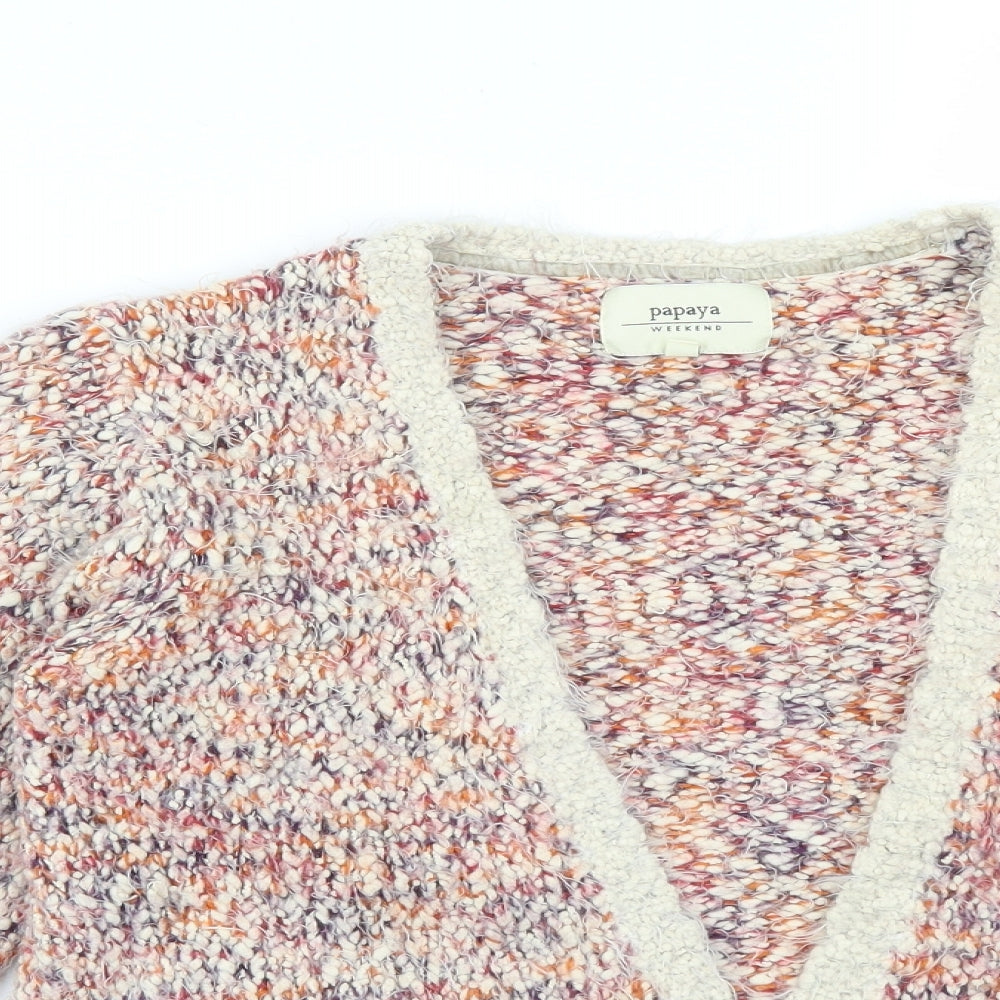 Womens UK Size M Papaya Multicoloured Cardigan Jumper