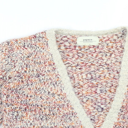 Womens UK Size M Papaya Multicoloured Cardigan Jumper